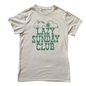 Peanuts Snoopy Small Lazy Sunday Club Tee Shirt Charlie Brown Retro Style